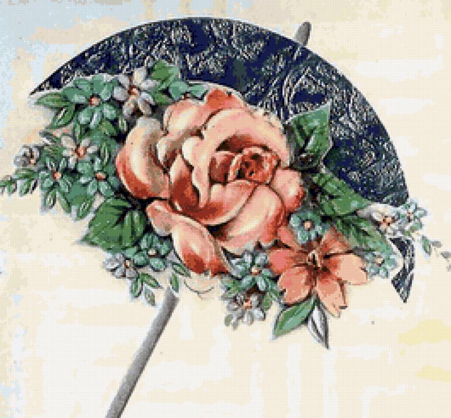 Ретро зонтик - ретро, зонтик, красота, розы, цветы, винтаж, флора, незабудки - предпросмотр