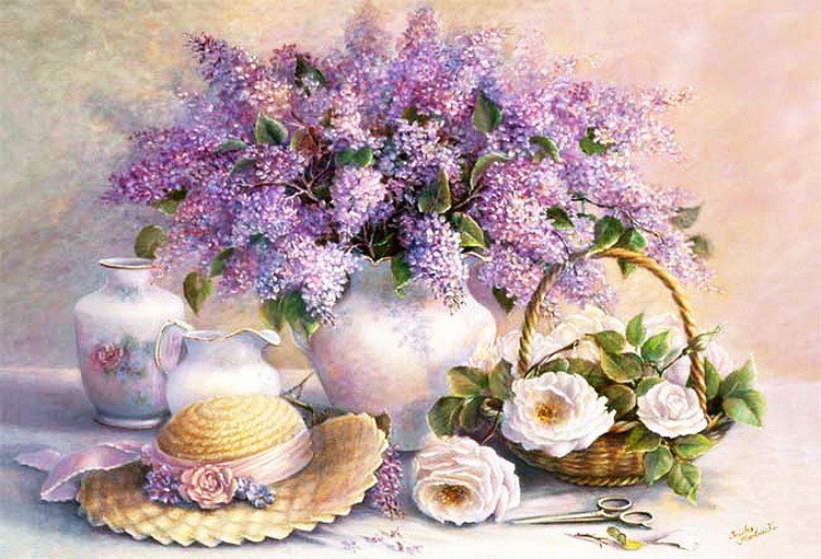 сирень и камелии - букет, цветы, натюрморт - оригинал