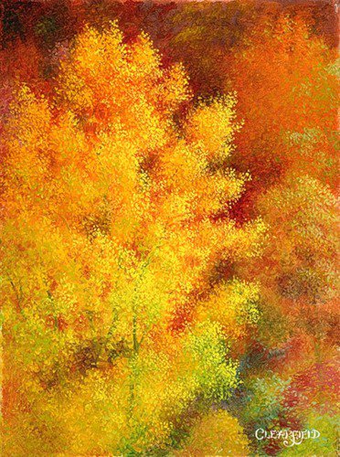 золото осени - живопись, природа, осень, деревья, пейзаж - оригинал