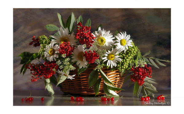 Букет - букет, натюрморт, ягоды, цветы - оригинал