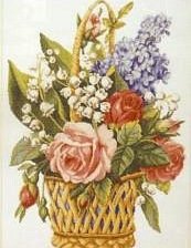 Оригинал схемы вышивки «Цветы в корзине» (№61515)