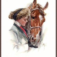 Оригинал схемы вышивки «Девушка и лошадь» (№62437)