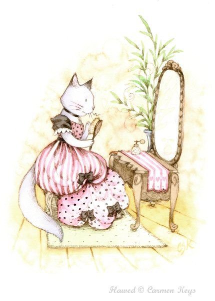 Кармен Кейс - зеркало, иллюстрация, сказка, детский рисунок, рисунок, кошка - оригинал
