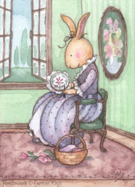 Кармен Кейс - иллюстрация, зайчиха, заяц, сказка, детский рисунок, рисунок - оригинал