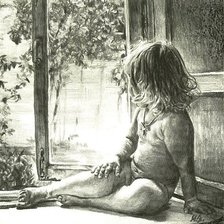 Оригинал схемы вышивки «Девочка у окна» (№63647)