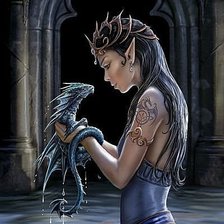 Оригинал схемы вышивки «Девушка и дракон» (№63707)