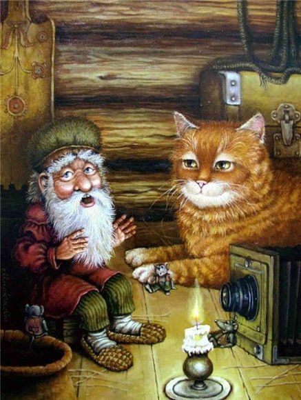 Сказка о котах - живопись, животные, коты - оригинал