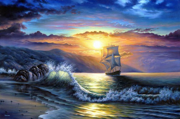 Белеет парус одинокий - природа, море, корабль - оригинал