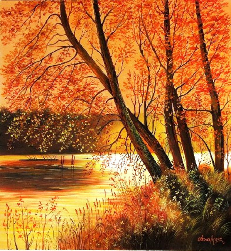Осень - осень, природа, река, осенняя, красота природы, деревья, пейзаж - оригинал