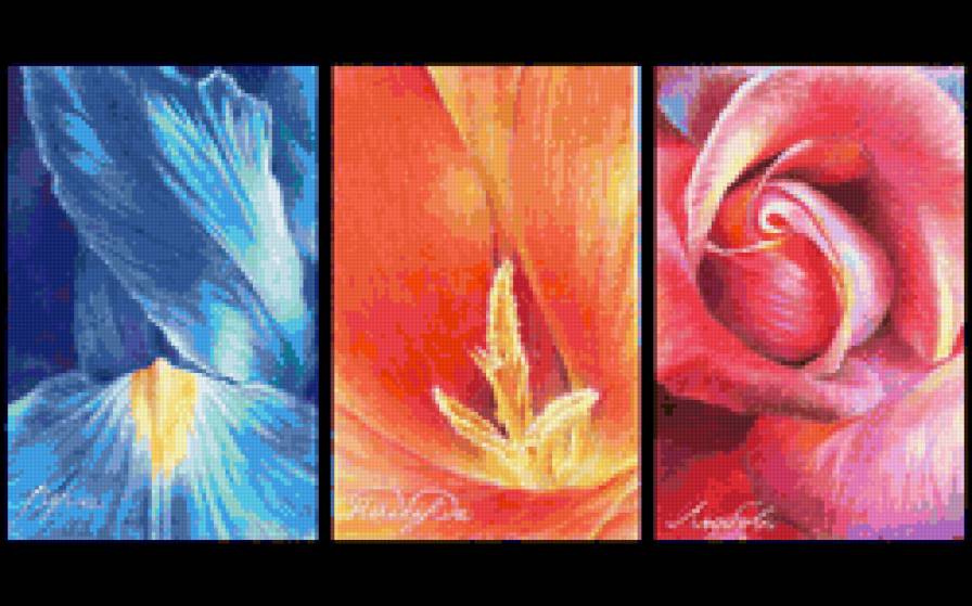 триптих "Цветы" - триптих, цветы - предпросмотр