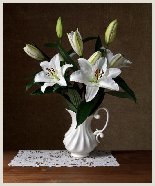 Букет лилий - ваза, картина, цветы, букет, натюрморт - оригинал