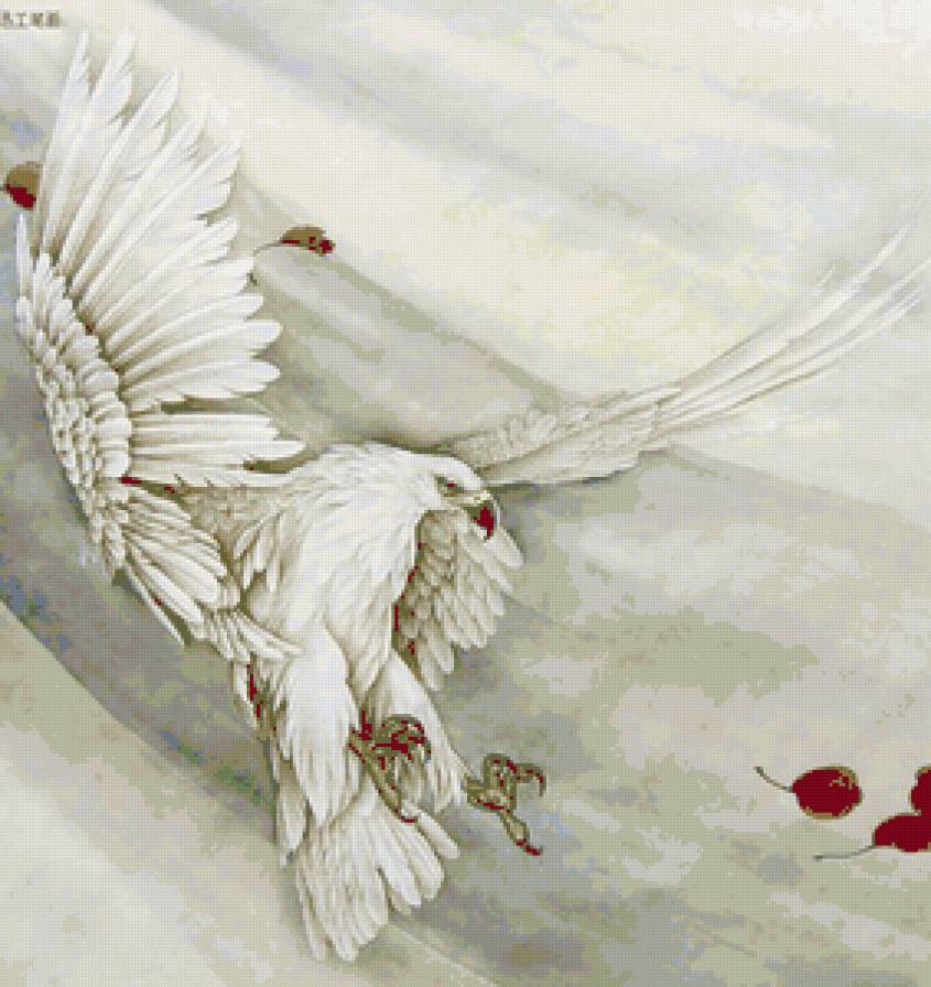 Белый орел - картина, птицы, живопись, орел, гохуа - предпросмотр