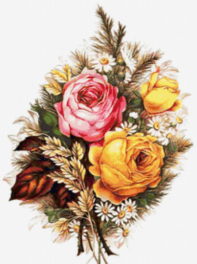 Розы и ромашки - розы, душистые розы, розочки, флора, ромашки, роза, цветы - предпросмотр