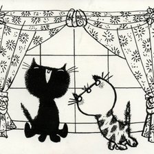 Оригинал схемы вышивки «Два кота» (№65475)