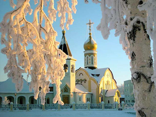 Церковь - религия, пейзаж, зима - оригинал