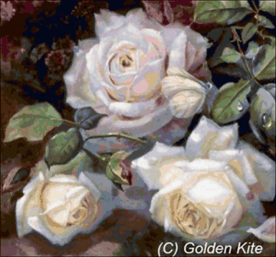 №67507 - розы, картина, цветы, подушка - предпросмотр