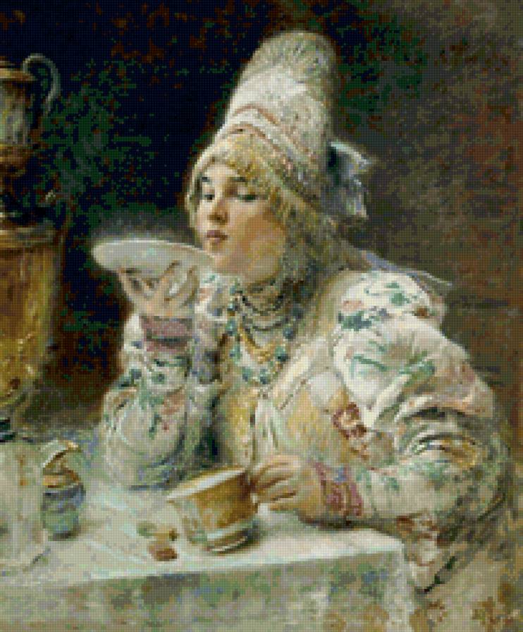 чаепитие - портрет, девушка - предпросмотр