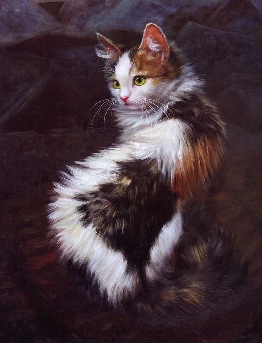 киса - живопись, кошки, животные, коты, портрет - оригинал
