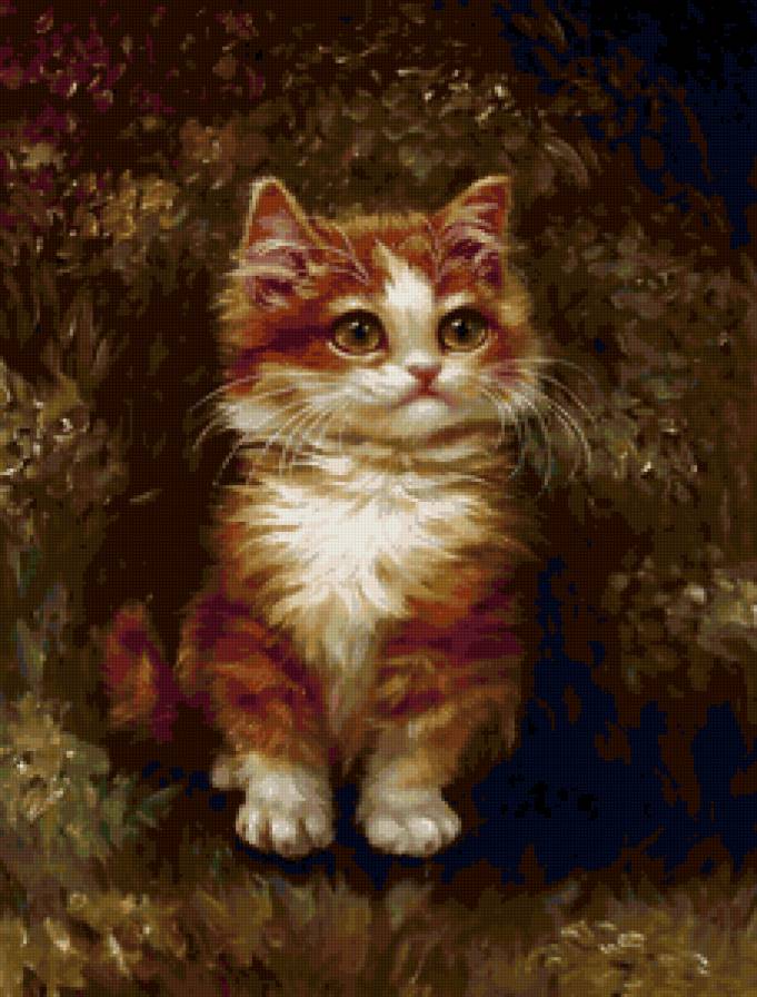 котенок - портрет, коты, животные, котенок, котята, кошки, живопись - предпросмотр