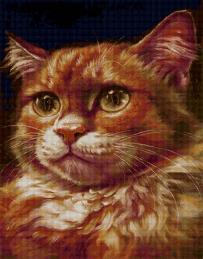 портрет - животные, коты, кошки, портрет, живопись - предпросмотр