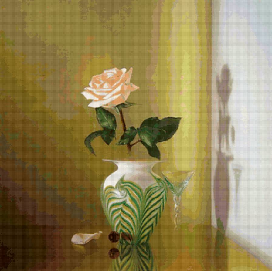 роза - натюрморт, цветы, роза, цветок, ролзы, тени, живопись - предпросмотр