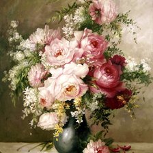 Оригинал схемы вышивки «розе у вази» (№68460)