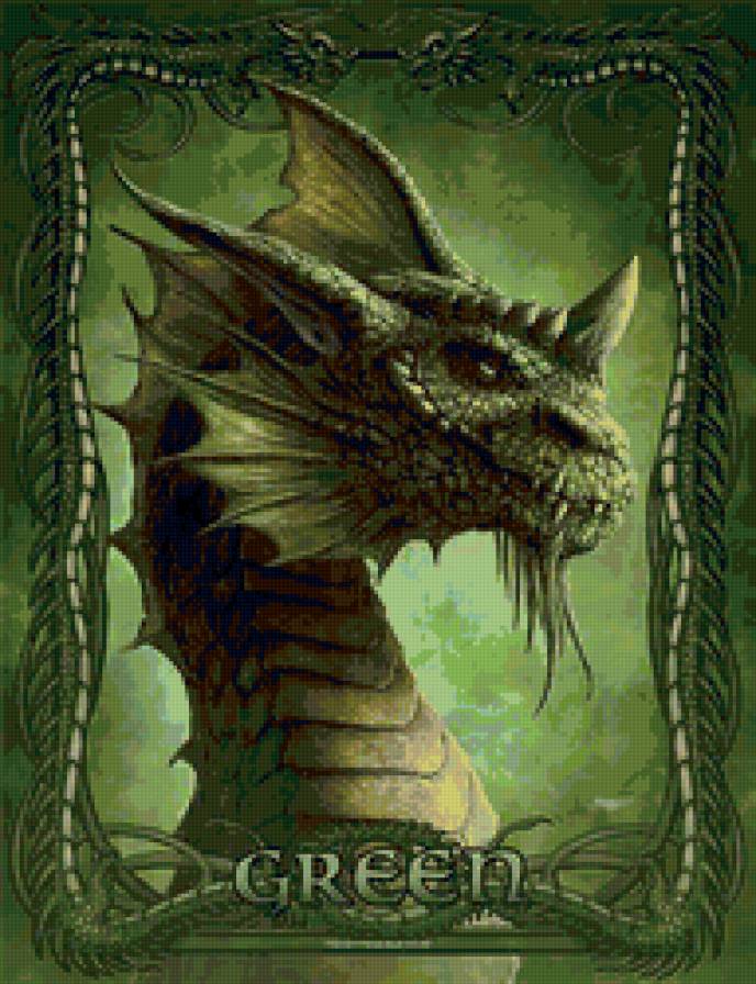 Зеленый Дракон - картина, живопись, легенда, животные, миф, фэнтези, драконы - предпросмотр