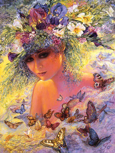 №69782 - бабочки, девушка, цветы - оригинал