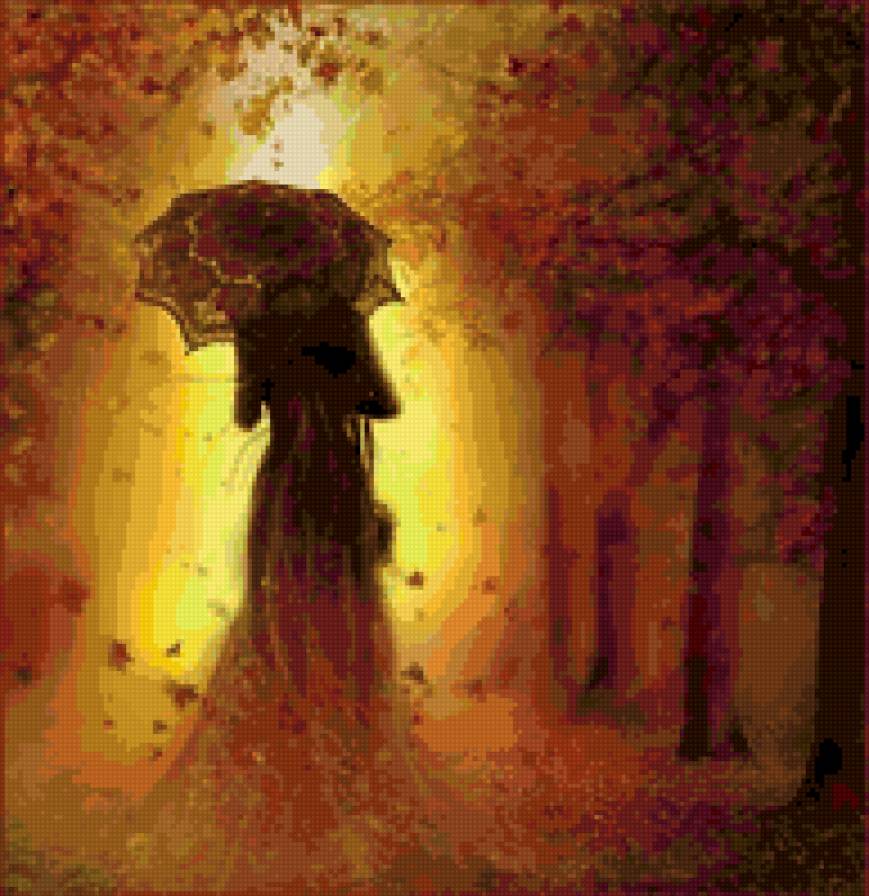 осень - осень, девушка под зонтом - предпросмотр