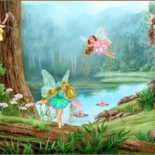Маленькие феи в волшебном лесу