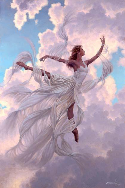 Небесный танец - балерина, красота, небо, облако, девушка, искусство, танец - оригинал