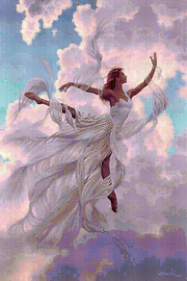 Небесный танец - девушка, облако, небо, красота, искусство, балерина, танец - предпросмотр
