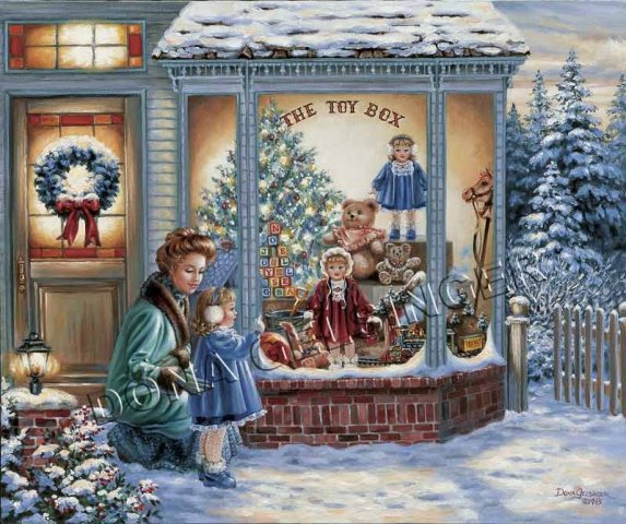 Сочельник - мама, девочка, игрушки, ребенок, зима, рождество - оригинал