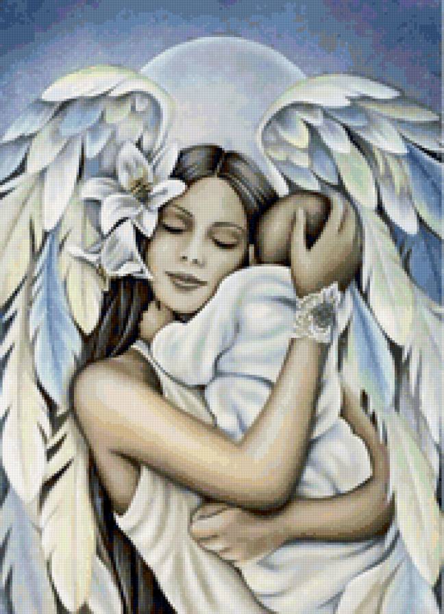 Ангел-хранитель - младенец, нежность, ангел, мама, семья, девушка - предпросмотр