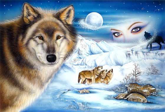 природа - образ, волк, животные, глаза, картина, волки, взгляд, хищники, зима - оригинал