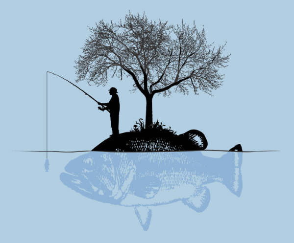 Рыбак - вода, рыба, рыбак, дерево, остров, рыбалка,  - оригинал