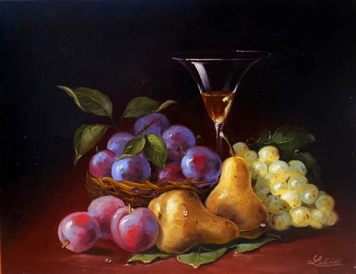 №72215 - фрукты, натюрморт, виноград, вино - оригинал