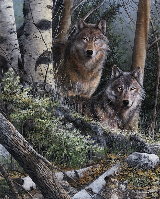 Волк в осеннем лесу - волк, хищник, животные - оригинал