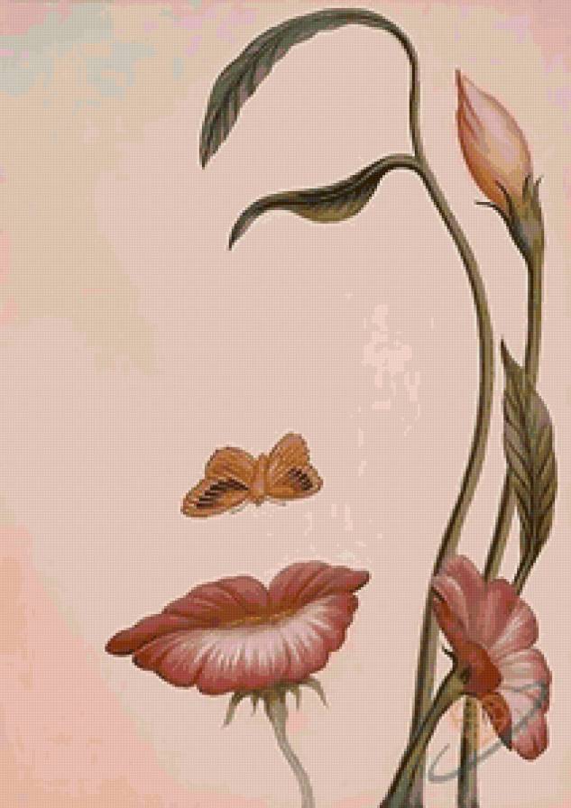 №73865 - картина, цветы, бабочки - предпросмотр