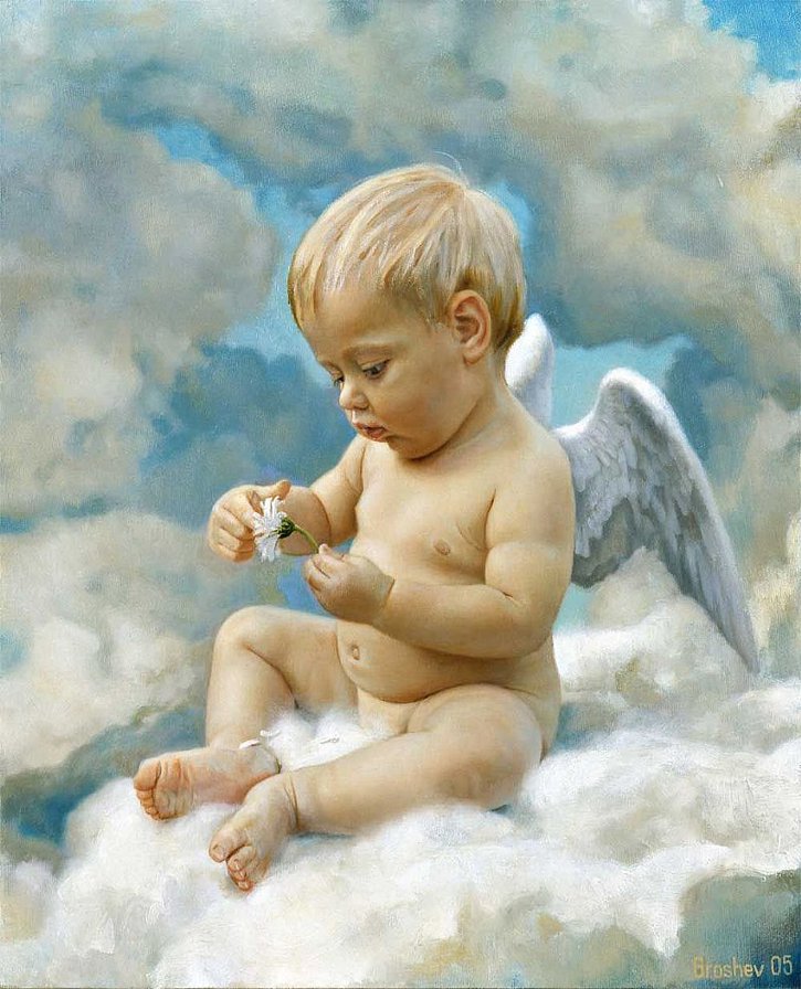 №74111 - ангел, ребенок, цветы - оригинал