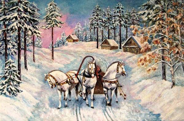 Дорогой длинною... - пейзаж, время года, снег, лошадь, зима - оригинал