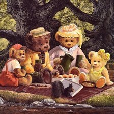 Оригинал схемы вышивки «Медведи на пикнике» (№74717)