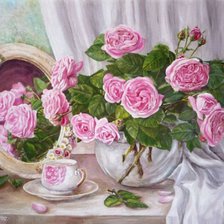 Оригинал схемы вышивки «Розовые розы» (№74800)