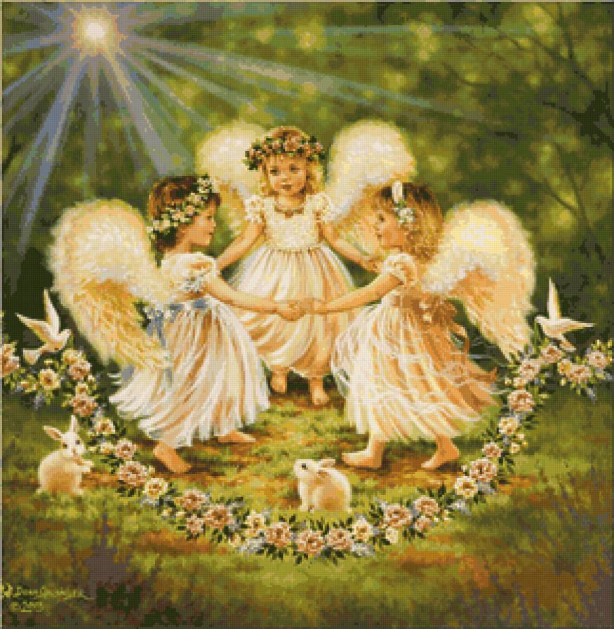123 - открытки, дона гелсингер, ангелы, дети - предпросмотр