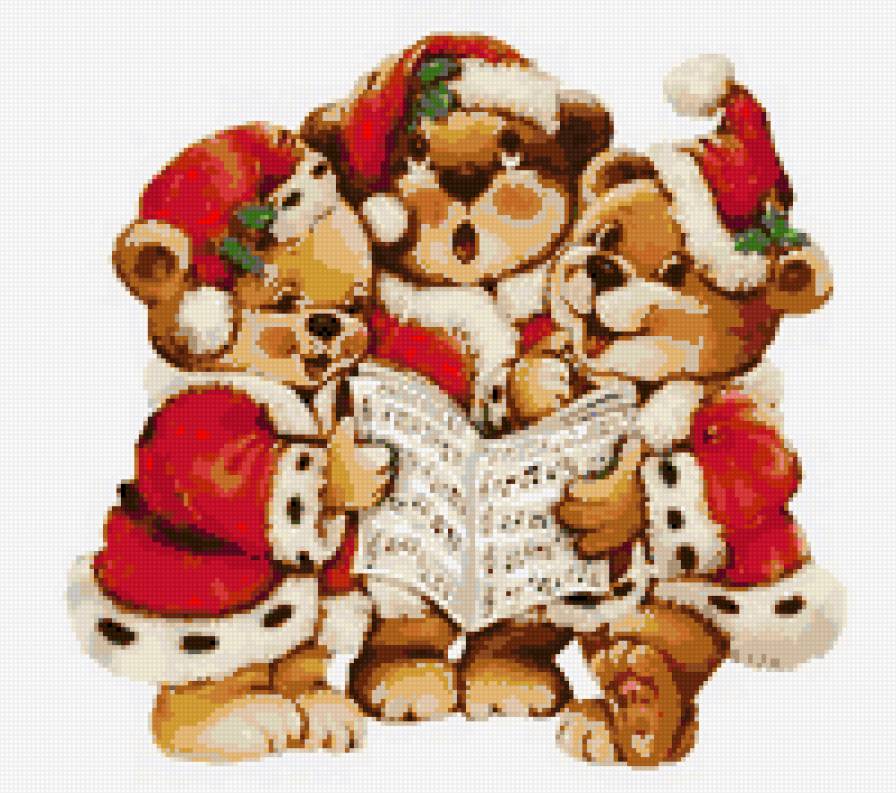 Счастливого Рождества - деткам, медвежата, рождество, подушка - предпросмотр