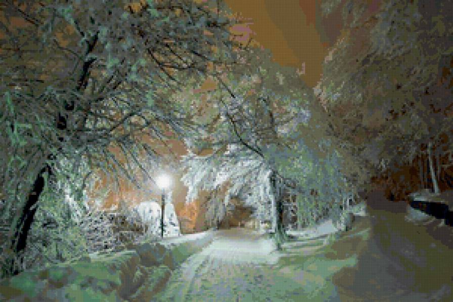 Зимняя дорога - зима, снег, природа, ночь, пейзаж - предпросмотр