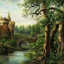 Оригинал схемы вышивки «замок в лесу» (№75637)