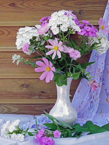 Дачный букет - букет, цветы, натюрморт, ваза - оригинал