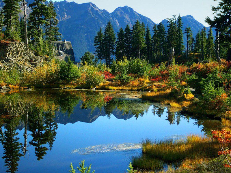 Озеро - осень, горы, пейзаж, природа, озеро - оригинал