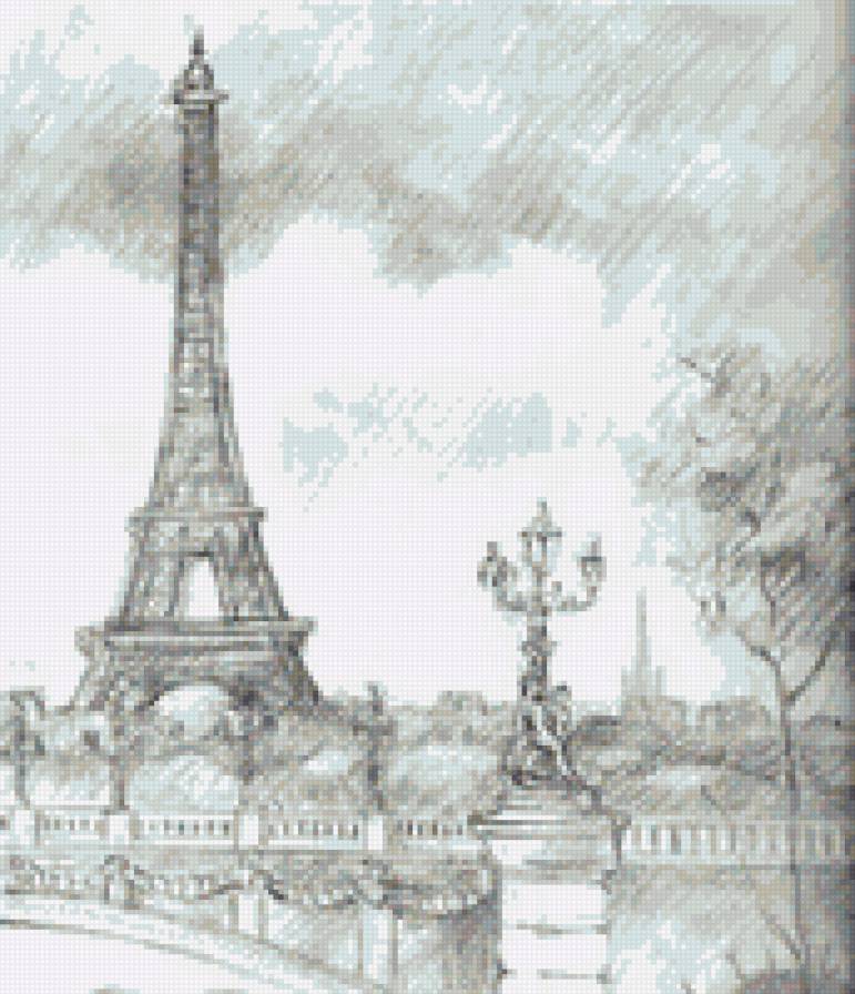 Париж - эйфелева башня, рисунок, город - предпросмотр